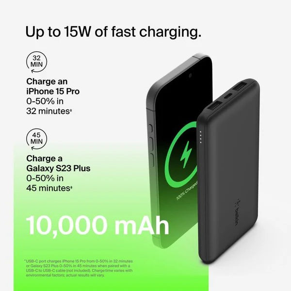 Belkin 10K Power Bank 15w USB-C & 2xUSB-A, Blue Belkin 10K Power Bank 15w USB-C & 2xUSB-A, Blue
