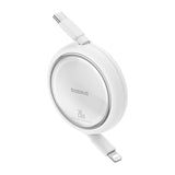 Baseus Free2Pull Retractable Charging Cable USB-C to iP 20W 1m Moon White