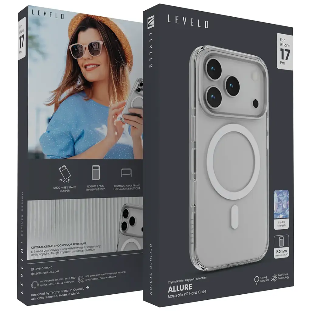 Levelo Allure PC Hard Case For iPhone 17 Pro - Transparent Levelo Allure PC Hard Case For iPhone 17 Pro - Transparent