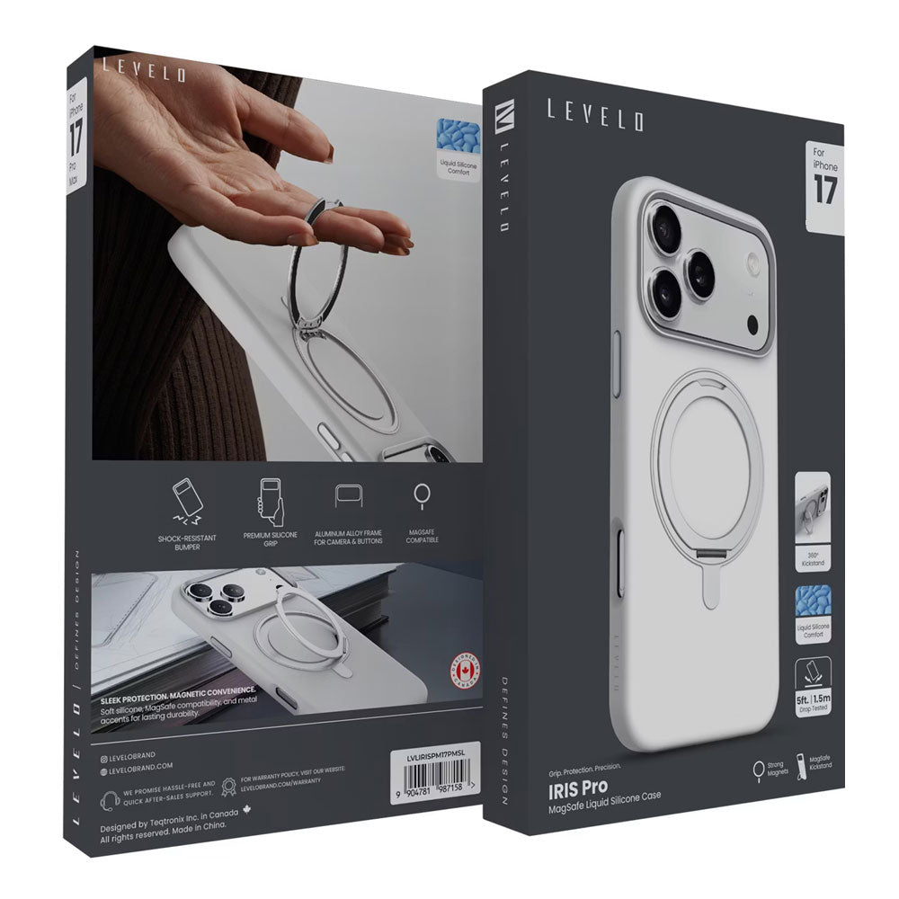 Levelo Iris Magsafe Liquide Silicone Case For iPhone 17 Pro Max - Silver Levelo Iris Magsafe Liquide Silicone Case For iPhone 17 Pro Max - Silver