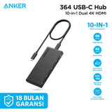 A83C2HA1 Anker USB-C Hub (10-in-1, Dual display) Gray